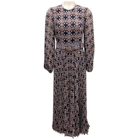ZIMMERMANN NAVY MULTI FLORAL PRINTED MAXI DRESS WITH BELT - Picture 1 of 7